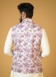 Silk Fabric Lavender Nehru Jacket For Wedding